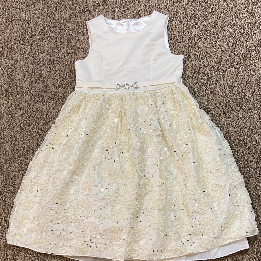 American Princess White and Cream A-Line Sleeveless Dress Size 8 - Picture 2 of 12